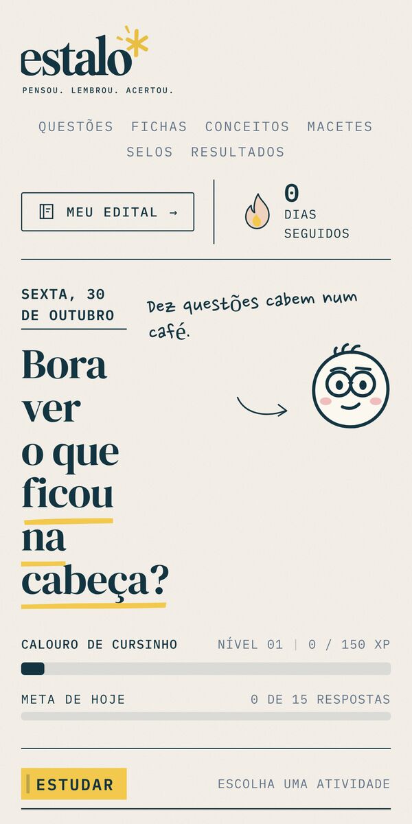 Tela inicial com meta do dia e atividades